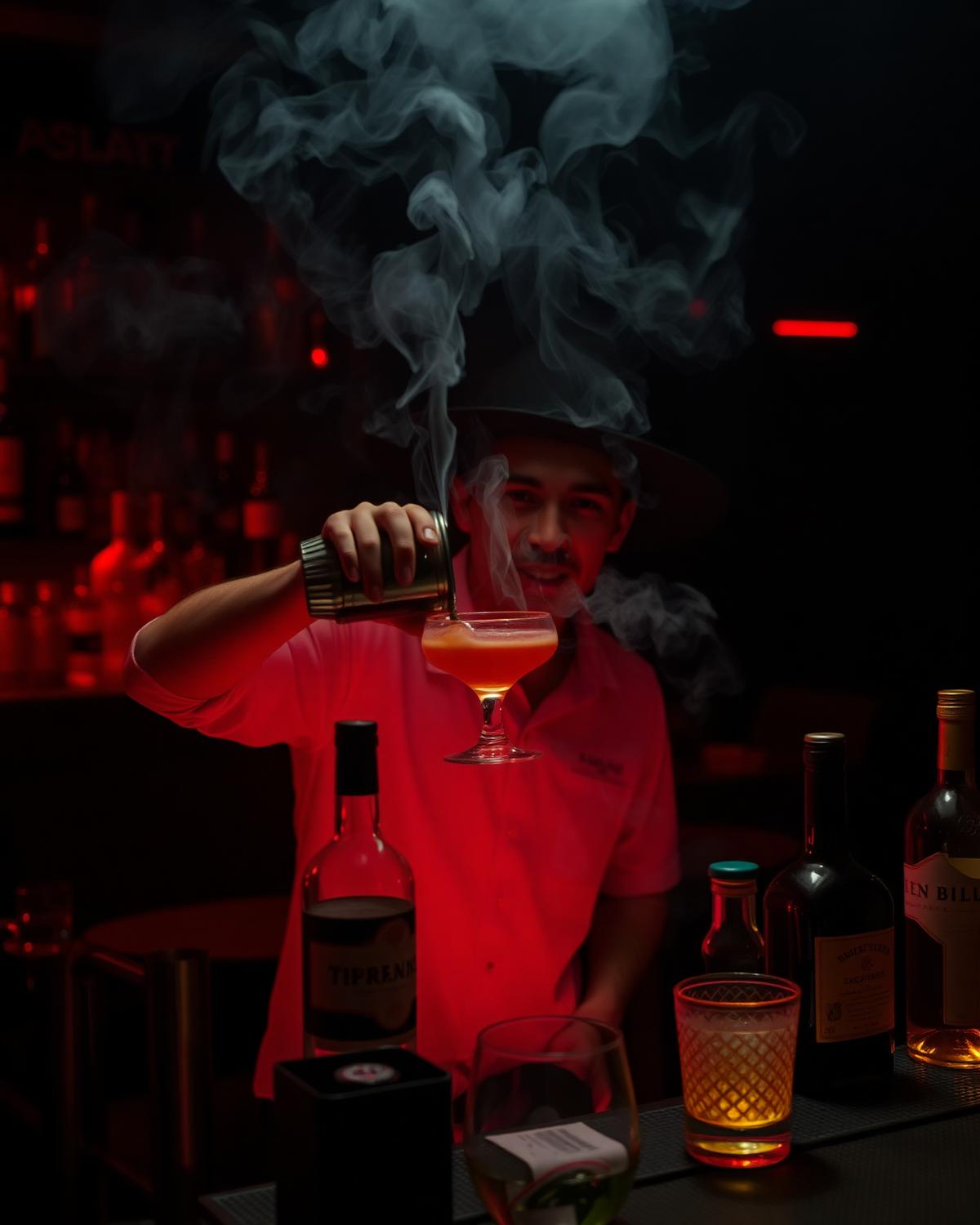 Bartender crafting cocktail