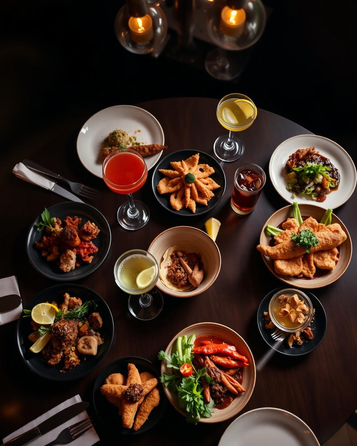 Full spread of dishes